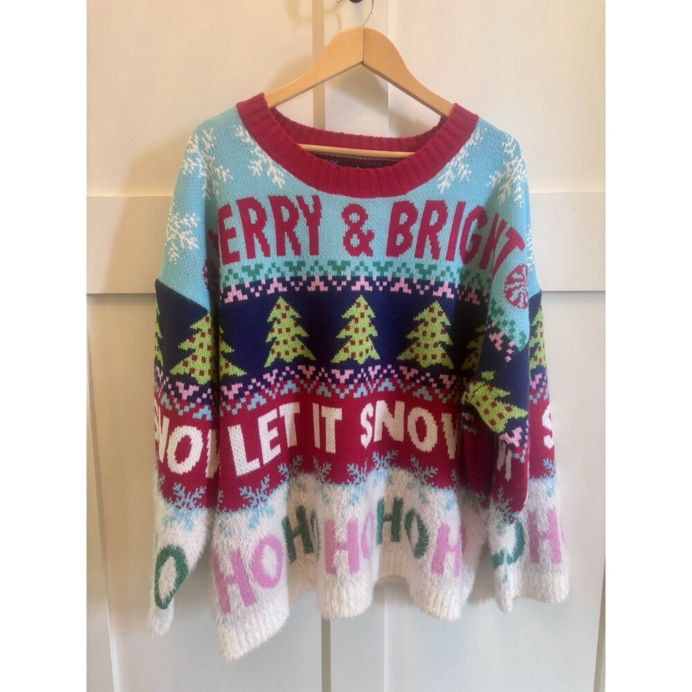 33 Degrees Ugly Christmas Sweater Warm Merry & Bright Let It Snow Women’s XXL 2X - Picture 4 of 8